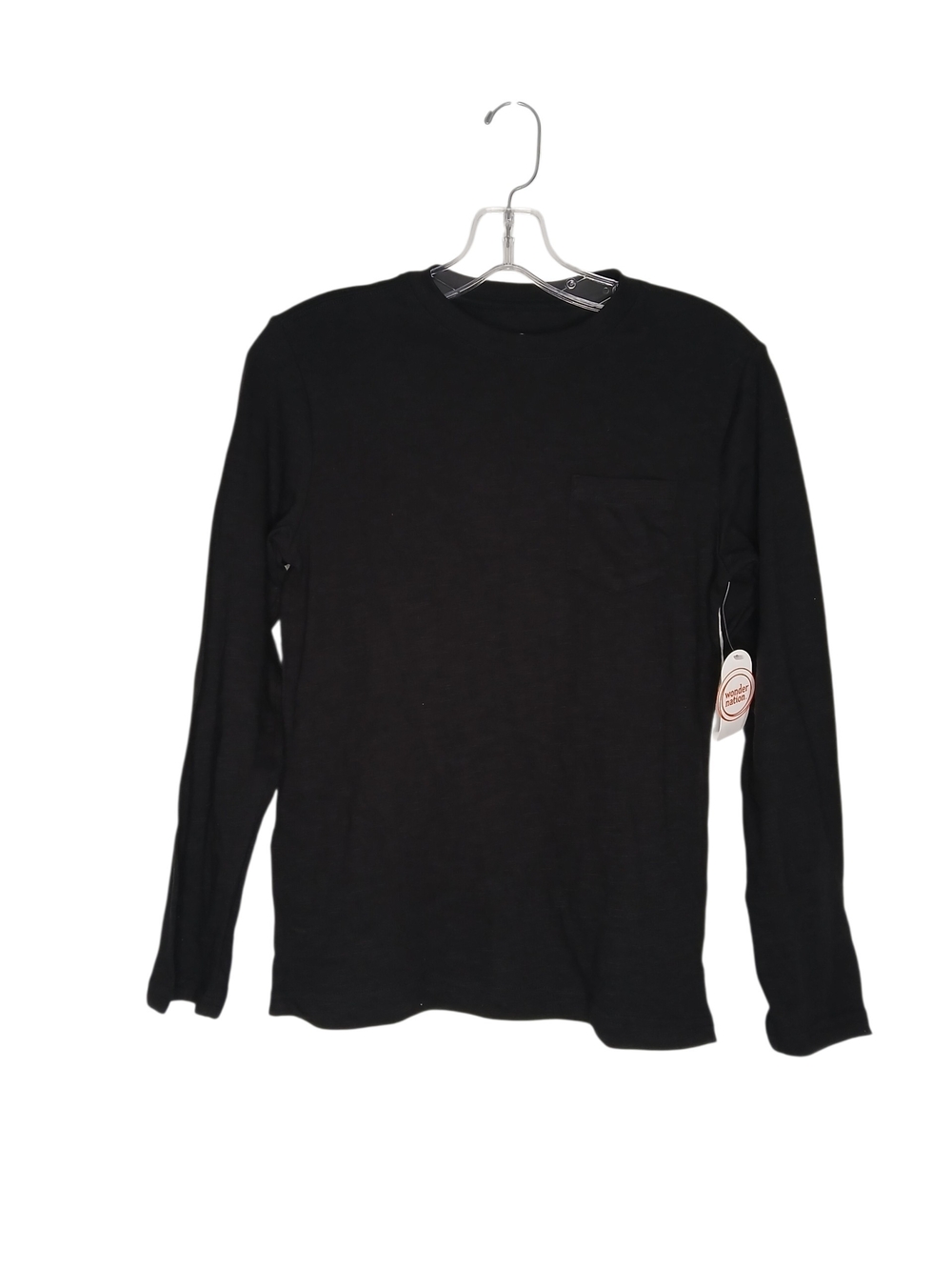 Wonder Nation Boys Black Long-Sleeve Crewneck Pocket Shirt